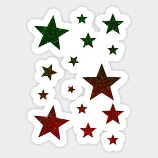 Christmas Red Green Ombre Faux Glitter Stars Sticker